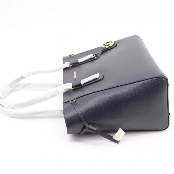 Michael Kors Voyager Leather Tote Shoulder Bag Admiral Blue Navy - Picture 10 of 16